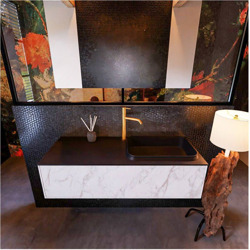 Mondiaz ERIN 120cm badmeubel onderkast kleur carrara met 1 lade wastafel rechts 1 kraangat kleur Urban