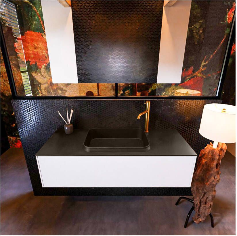 Mondiaz ERIN 120cm badmeubel onderkast kleur talc met 1 lade wastafel midden 1 kraangat kleur Urban