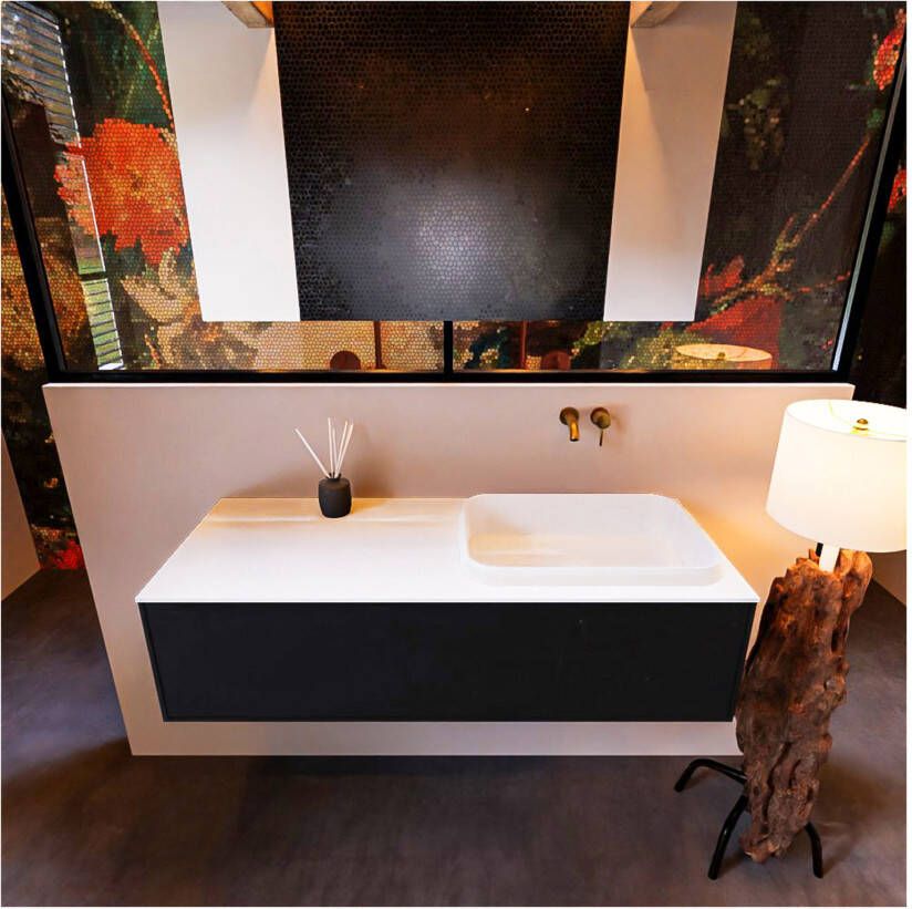 Mondiaz ERIN 120cm badmeubel onderkast kleur urban met 1 lade wastafel rechts zonder kraangaten kleur talc
