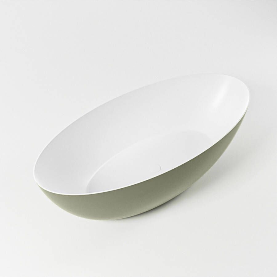 Mondiaz Vrijstaand bad Float | 170x80 cm | Solid surface | Ovaal | Army Talc