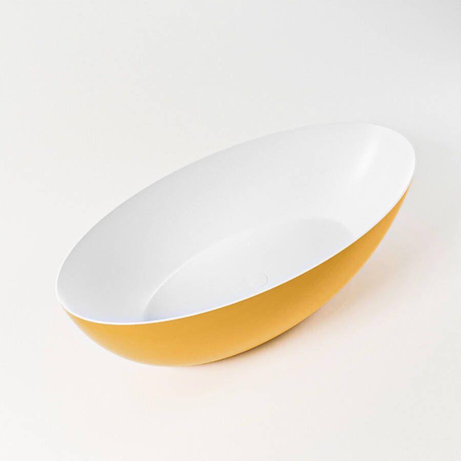 Mondiaz Vrijstaand bad Float | 170x80 cm | Solid surface | Ovaal | Ocher Talc