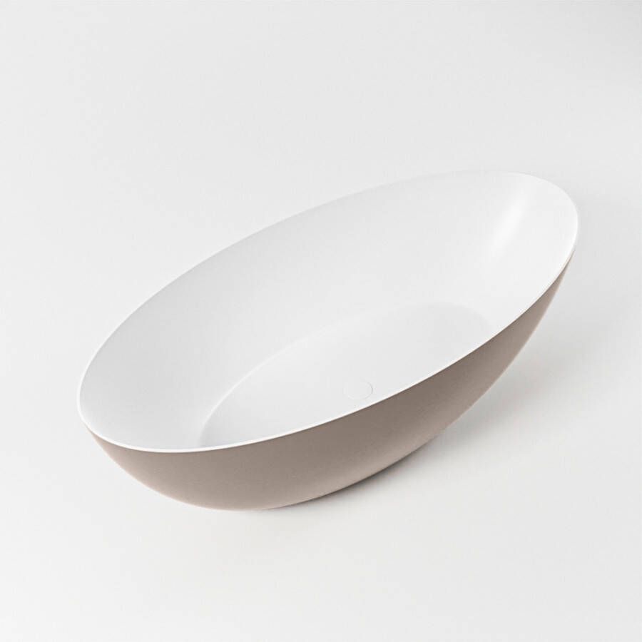 Mondiaz Vrijstaand bad Float | 170x80 cm | Solid surface | Ovaal | Smoke Talc
