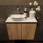 Mondiaz Fowy toiletmeubel 60cm washed oak met blad en waskom talc links zonder kraangat - Thumbnail 1