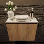 Mondiaz Fowy toiletmeubel 60cm washed oak met blad en waskom talc midden 1 kraangat - Thumbnail 1