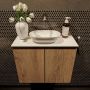 Mondiaz Fowy toiletmeubel 60cm washed oak met blad en waskom talc midden zonder kraangat - Thumbnail 1