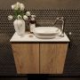 Mondiaz Fowy toiletmeubel 60cm washed oak met blad en waskom talc rechts 1 kraangat - Thumbnail 1