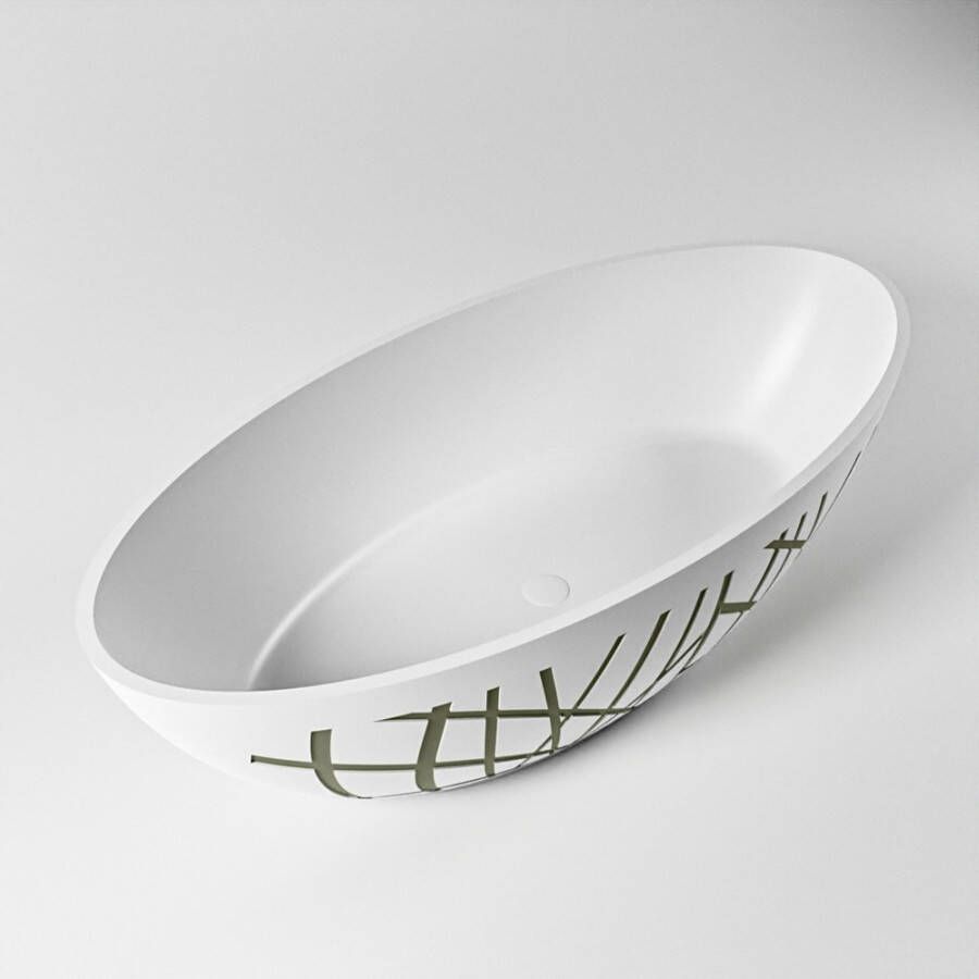 Mondiaz Vrijstaand bad Holm Design | 180x85 cm | Solid surface | Ovaal | Army