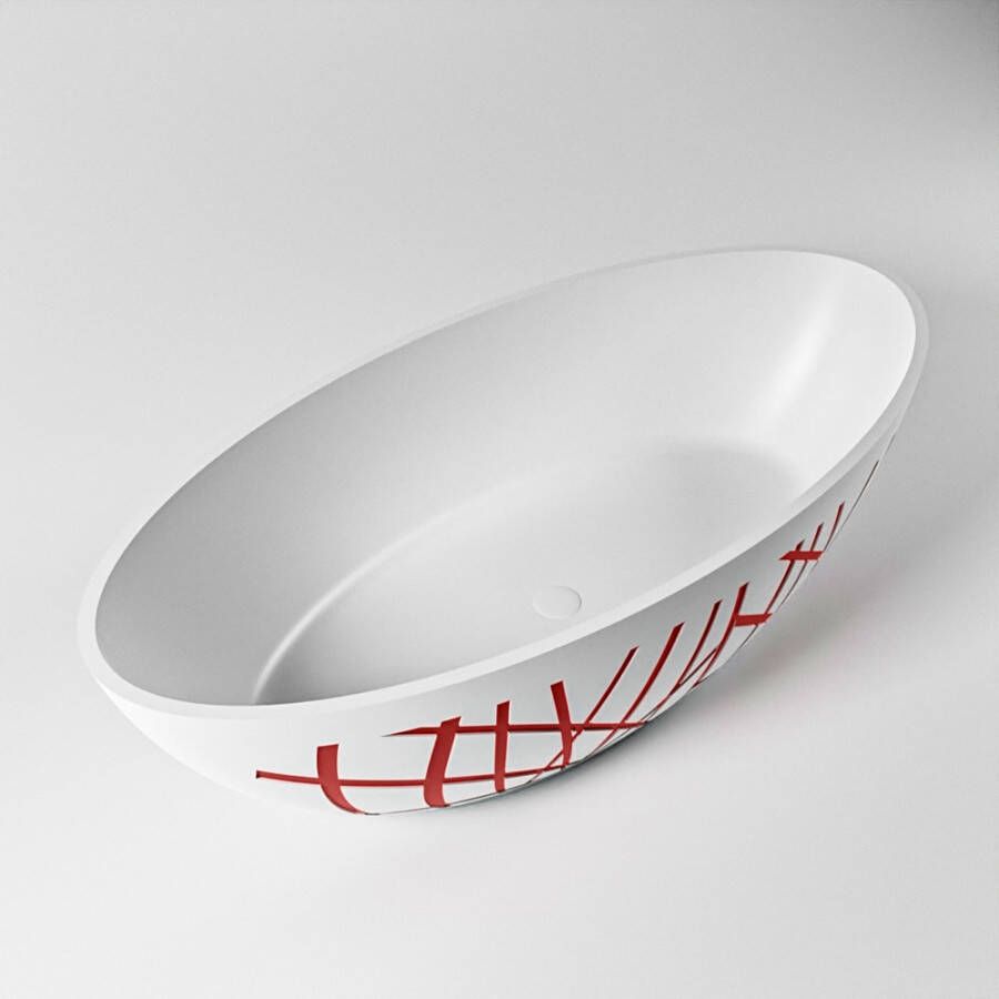 Mondiaz Vrijstaand bad Holm Design | 180x85 cm | Solid surface | Ovaal | Fire