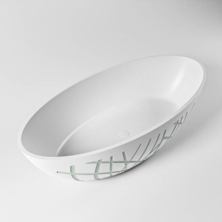 Mondiaz Vrijstaand bad Holm Design | 180x85 cm | Solid surface | Ovaal | Greey