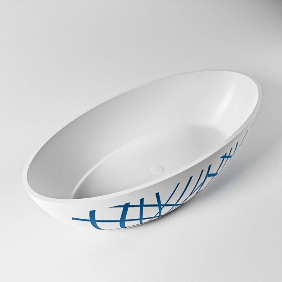 Mondiaz Vrijstaand bad Holm Design | 180x85 cm | Solid surface | Ovaal | Jeans