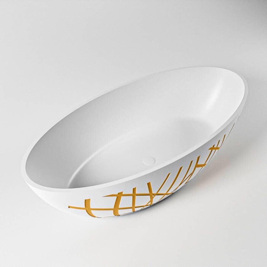 Mondiaz Vrijstaand bad Holm Design | 180x85 cm | Solid surface | Ovaal | Ocher
