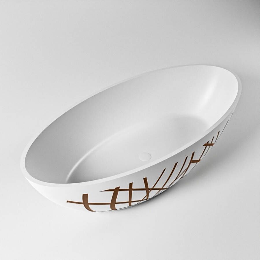 Mondiaz Vrijstaand bad Holm Design | 180x85 cm | Solid surface | Ovaal | Rust