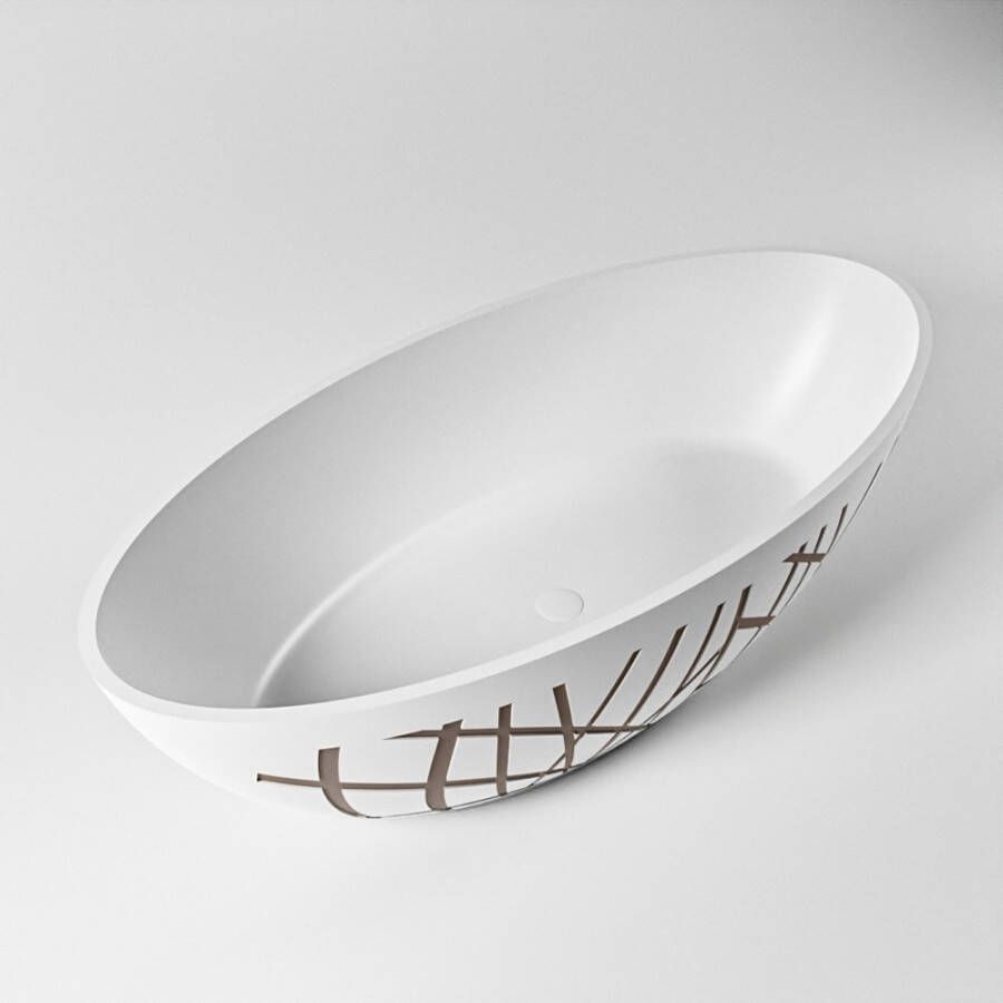 Mondiaz Vrijstaand bad Holm Design | 180x85 cm | Solid surface | Ovaal | Smoke