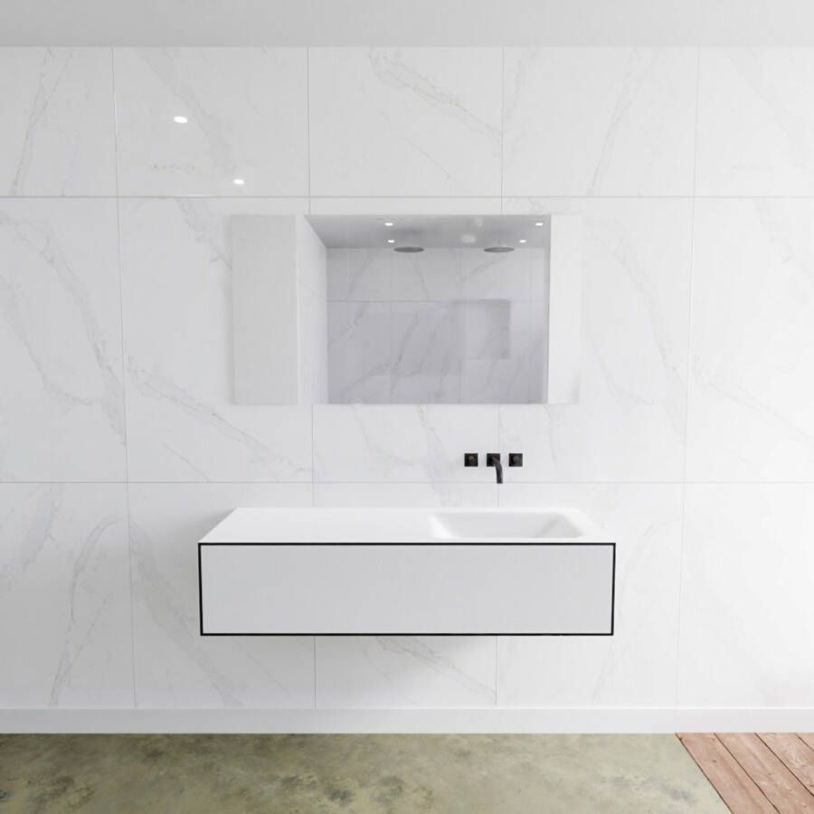 Mondiaz LAGOM Badkamermeubelset 130cm 1 lade Wastafel cloud wasbak rechts 0 kraangaten Solid surface urban M64124UBM0M35183R - Foto 2
