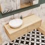 Zaro Lush onderkast met topblad 120cm in kleur WASHED OAK met 2 lades Push tot open geschikt voor linkse wastafel. Met ovale keramische opzetkom met 1 kraangat(en) in het topblad - Thumbnail 2