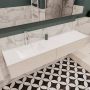 Zaro Lush onderkast 180cm in kleur UNDERLAYMENT met 2 lades Push tot open geschikt voor linkse wastafel. Compleet met solid surface wastafel cloud M63021met 1 kraangat(en) - Thumbnail 2
