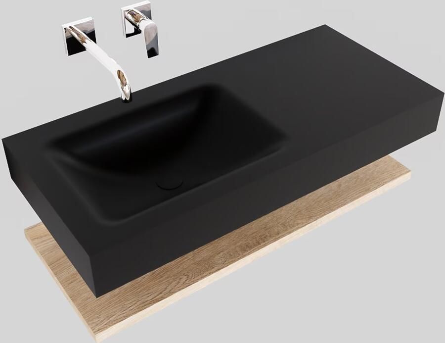 Mondiaz Alan badmeubel 100 cm planchet washed oak vrijhangend wastafel links zonder kraangat zwart - Foto 3