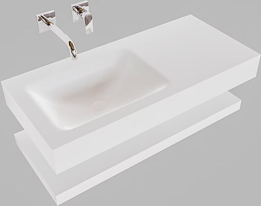 Mondiaz Alan badmeubel 100 cm solid suface planchet talc vrijhangend wastafel links zonder kraangat wit - Foto 3