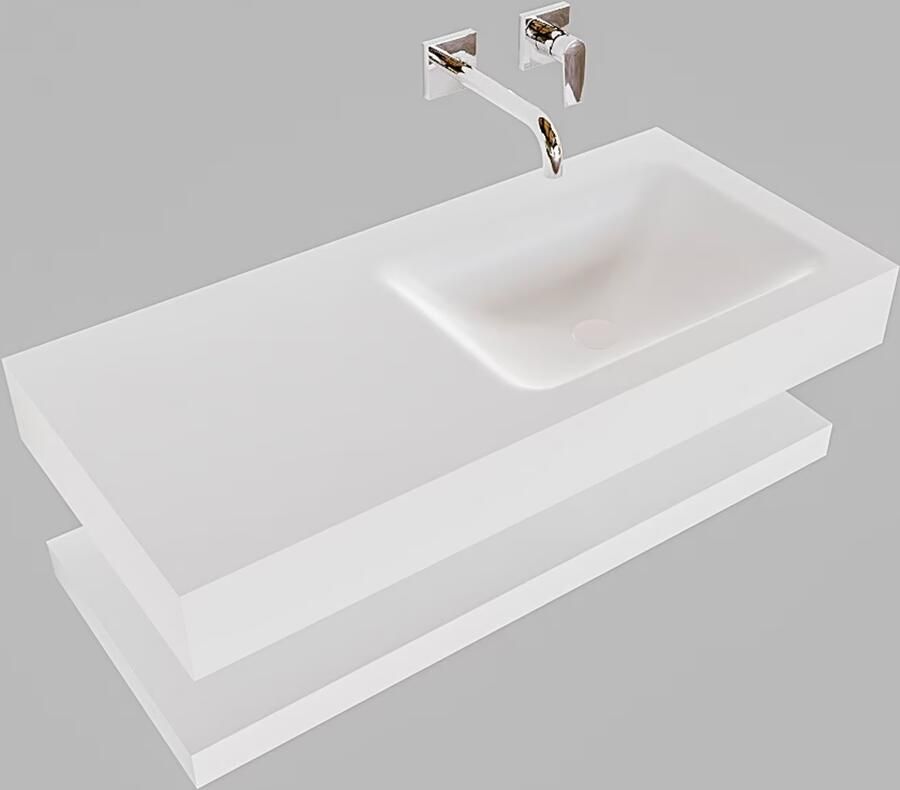 Mondiaz Alan badmeubel 100 cm solid suface planchet talc vrijhangend wastafel rechts zonder kraangat wit - Foto 3