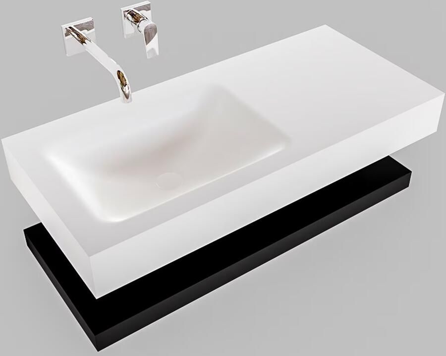 Mondiaz Alan badmeubel 100 cm solid suface planchet urban vrijhangend wastafel links zonder kraangat wit - Foto 2
