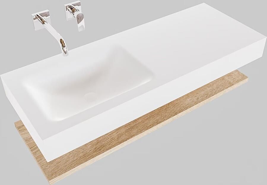 Mondiaz Alan badmeubel 120 cm planchet washed oak vrijhangend wastafel links zonder kraangat wit - Foto 3