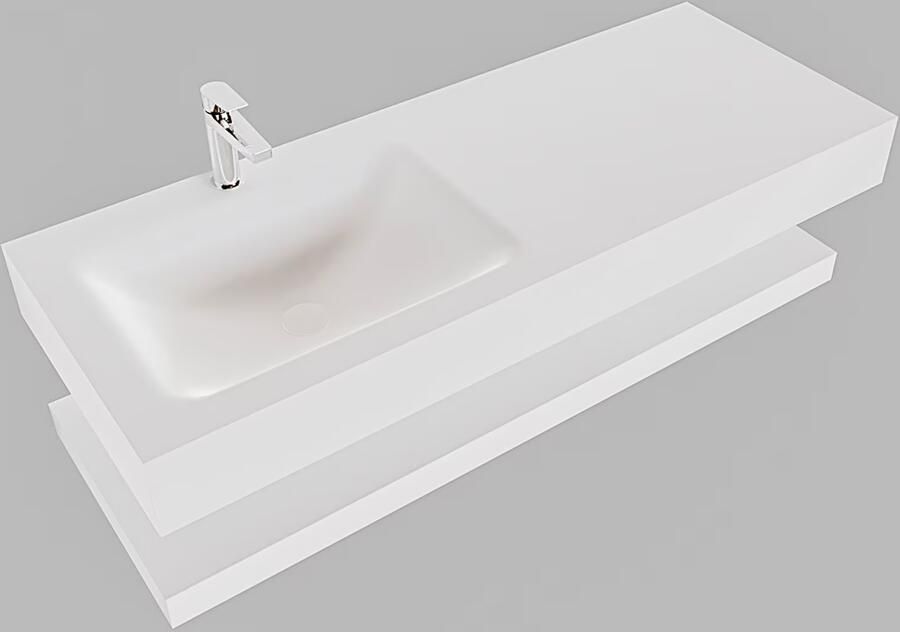 Mondiaz Alan badmeubel 120 cm solid suface planchet talc vrijhangend wastafel links 1 kraangat wit - Foto 3