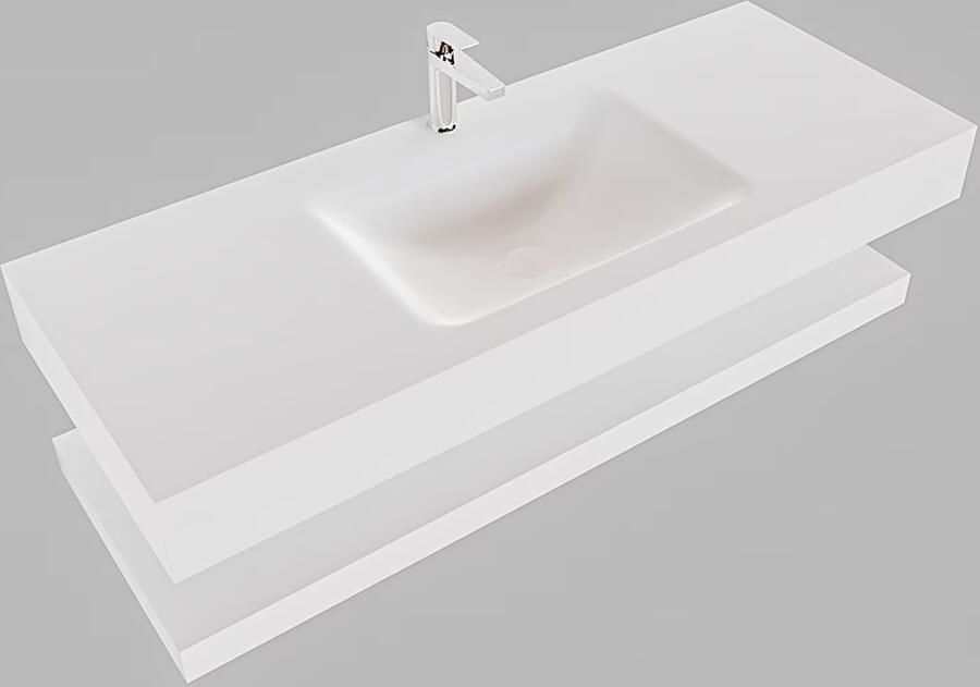 Mondiaz Alan badmeubel 120 cm solid suface planchet talc vrijhangend wastafel midden 1 kraangat wit - Foto 3
