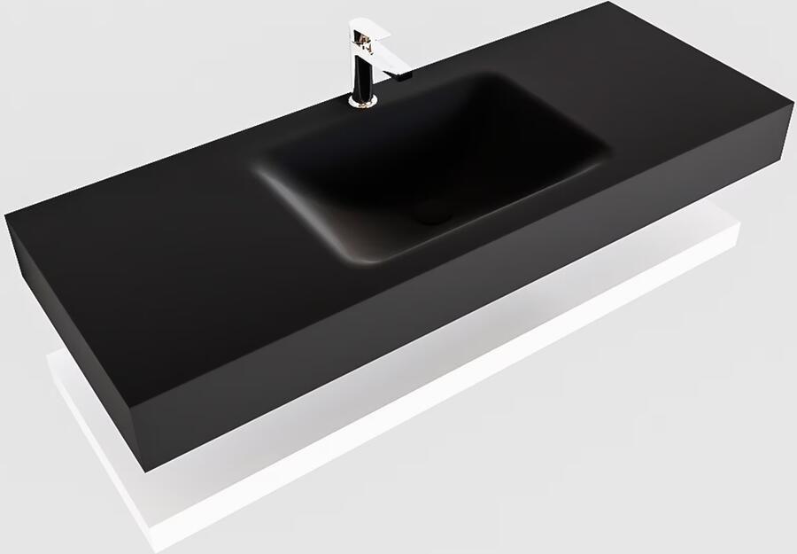 Mondiaz Alan badmeubel 120 cm solid suface planchet talc vrijhangend wastafel midden 1 kraangat zwart - Foto 2