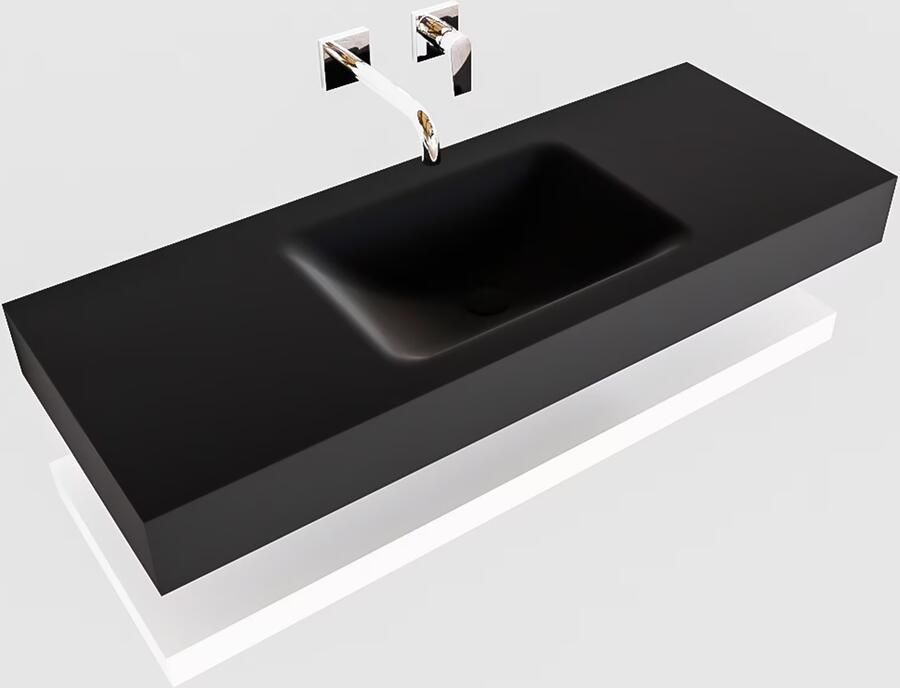 Mondiaz Alan badmeubel 120 cm solid suface planchet talc vrijhangend wastafel midden zonder kraangat zwart - Foto 2