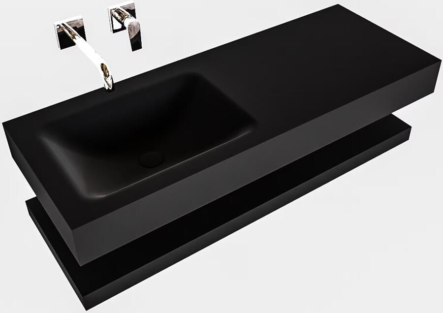 Mondiaz Alan badmeubel 120 cm solid suface planchet urban vrijhangend wastafel links zonder kraangat zwart - Foto 3