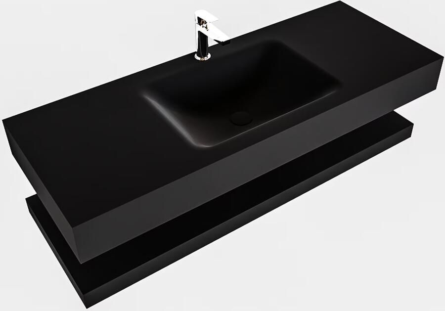 Mondiaz Alan badmeubel 120 cm solid suface planchet urban vrijhangend wastafel midden 1 kraangat zwart - Foto 2
