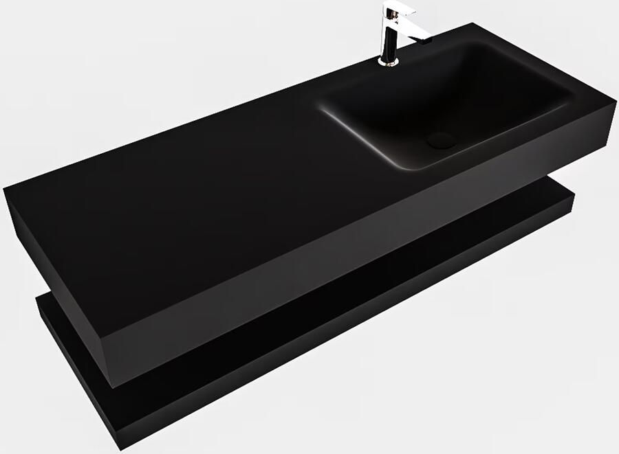 Mondiaz Alan badmeubel 120 cm solid suface planchet urban vrijhangend wastafel rechts 1 kraangat zwart - Foto 3