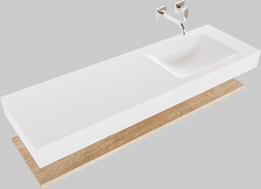 Mondiaz Alan badmeubel 150 cm planchet washed oak vrijhangend wastafel rechts zonder kraangat wit - Foto 3
