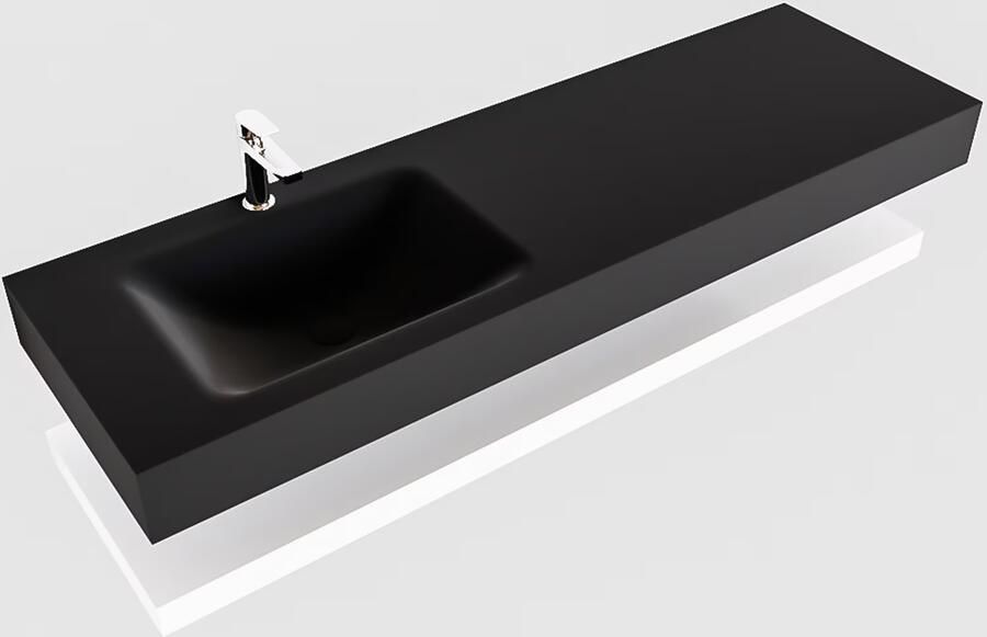 Mondiaz Alan badmeubel 150 cm solid suface planchet talc vrijhangend wastafel links 1 kraangat zwart - Foto 2