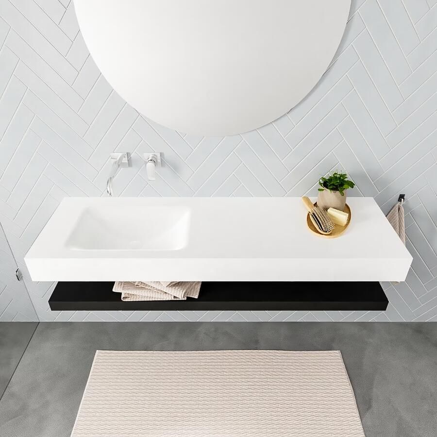 Mondiaz Alan badmeubel 150 cm solid suface planchet urban vrijhangend wastafel links zonder kraangat wit - Foto 2