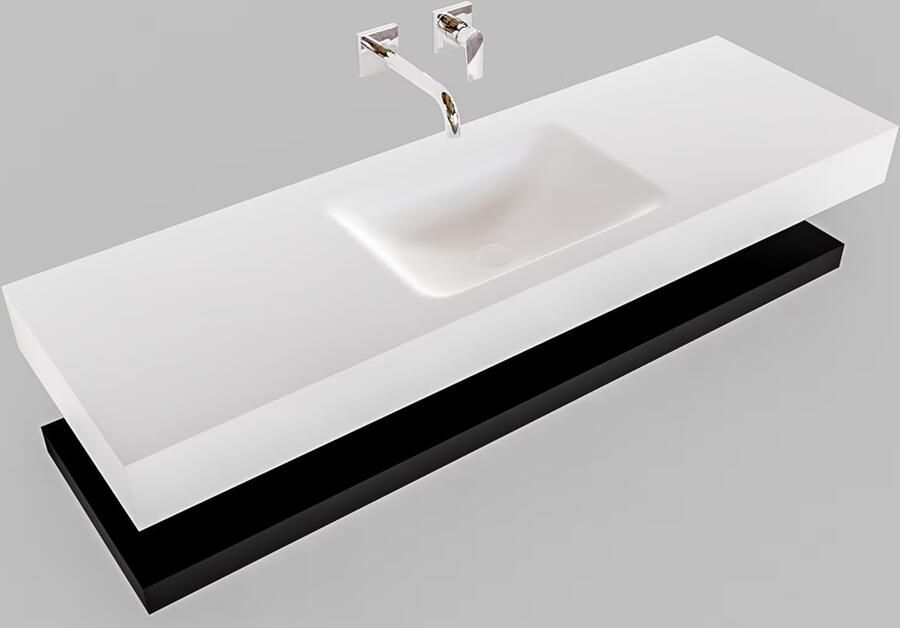 Mondiaz Alan badmeubel 150 cm solid suface planchet urban vrijhangend wastafel midden zonder kraangat wit - Foto 3
