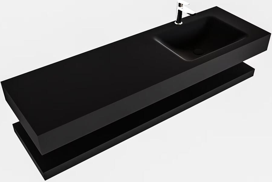 Mondiaz Alan badmeubel 150 cm solid suface planchet urban vrijhangend wastafel rechts 1 kraangat zwart - Foto 3