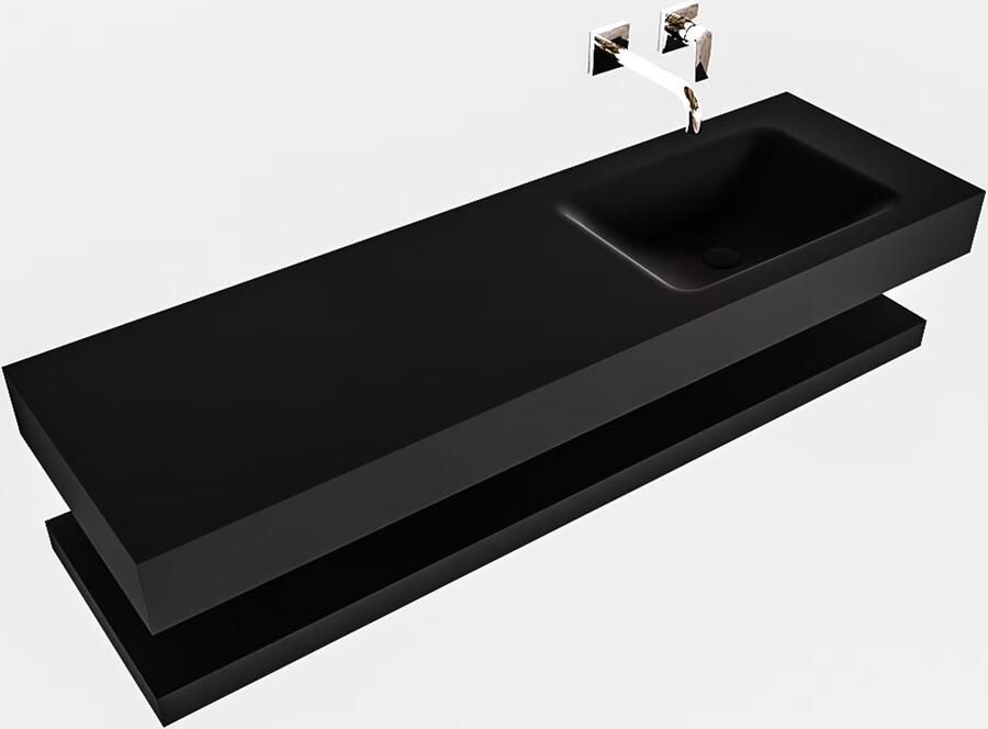 Mondiaz Alan badmeubel 150 cm solid suface planchet urban vrijhangend wastafel rechts zonder kraangat zwart - Foto 2
