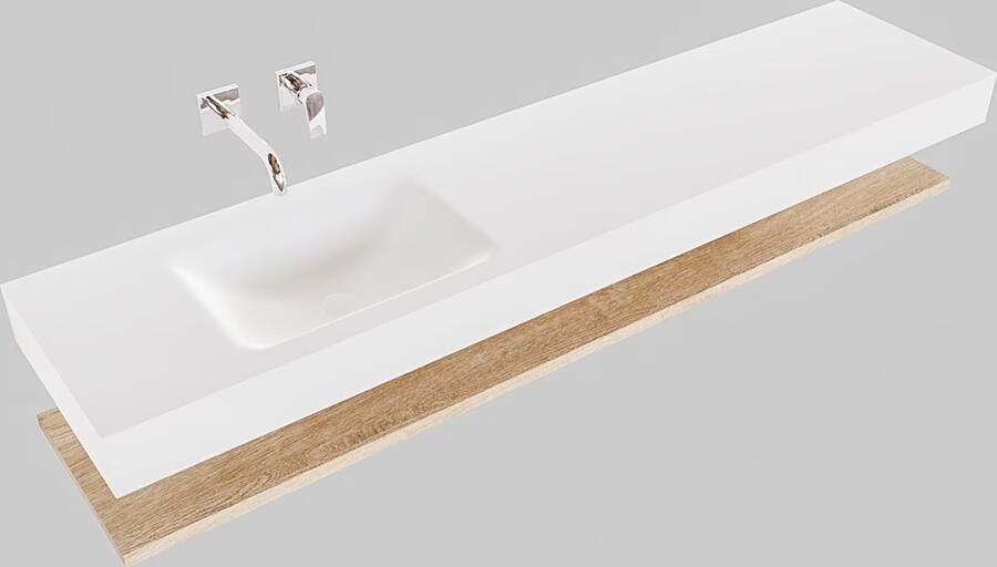 Mondiaz Alan badmeubel 200 cm planchet washed oak vrijhangend wastafel links zonder kraangat wit - Foto 2