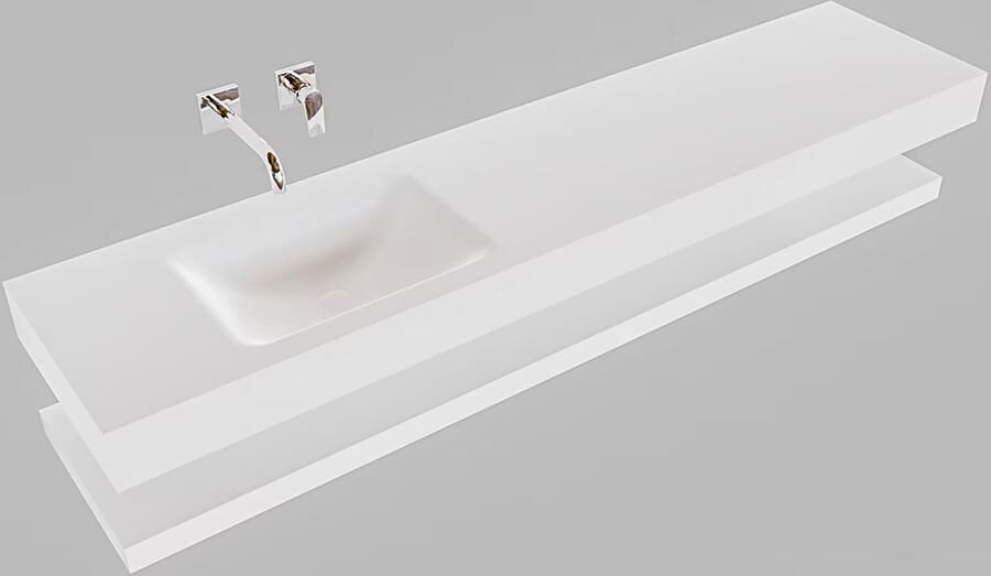 Mondiaz Alan badmeubel 200 cm solid suface planchet talc vrijhangend wastafel links zonder kraangat wit - Foto 2
