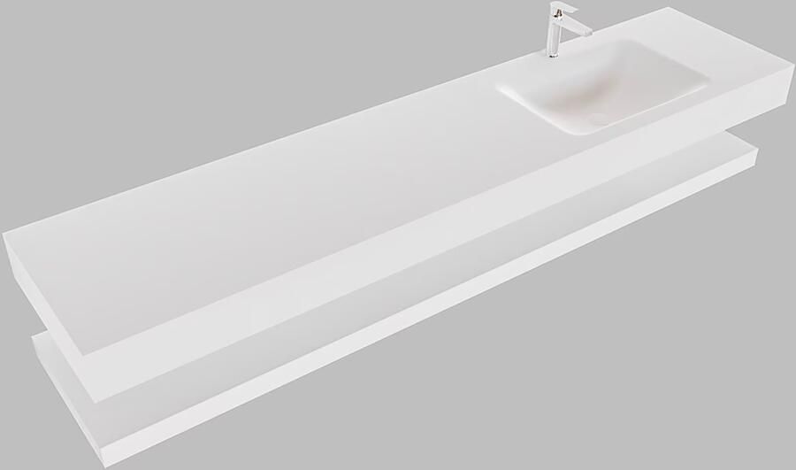 Mondiaz Alan badmeubel 200 cm solid suface planchet talc vrijhangend wastafel rechts 1 kraangat wit - Foto 2
