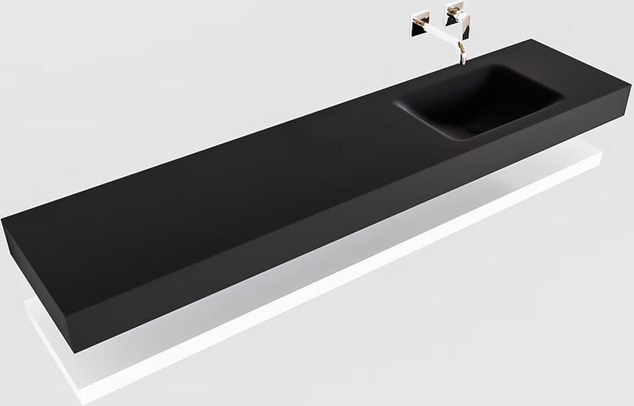 Mondiaz Alan badmeubel 200 cm solid suface planchet talc vrijhangend wastafel rechts zonder kraangat zwart - Foto 3