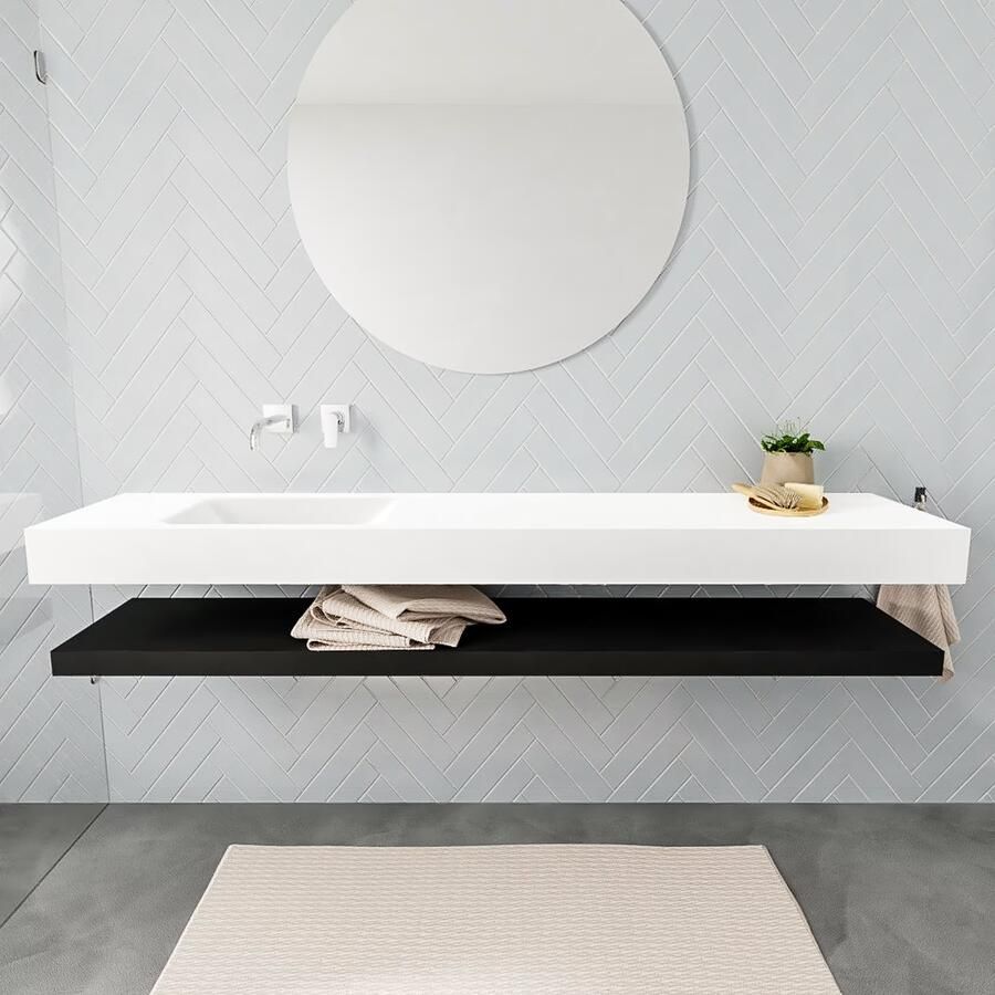 Mondiaz Alan badmeubel 200 cm solid suface planchet urban vrijhangend wastafel links zonder kraangat wit - Foto 3