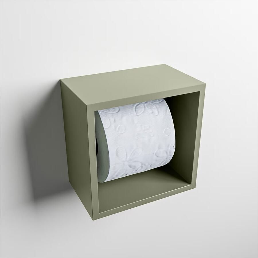 Mondiaz EASY Toiletrolhouder solid surface in- en opbouw 16x16 cm kleur Army - Foto 3