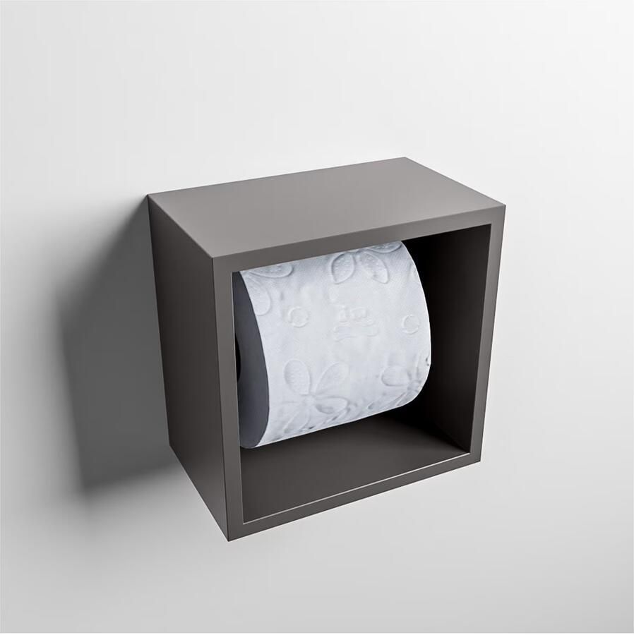 Mondiaz EASY Toiletrolhouder solid surface in- en opbouw 16x16 cm kleur Dark grey - Foto 3