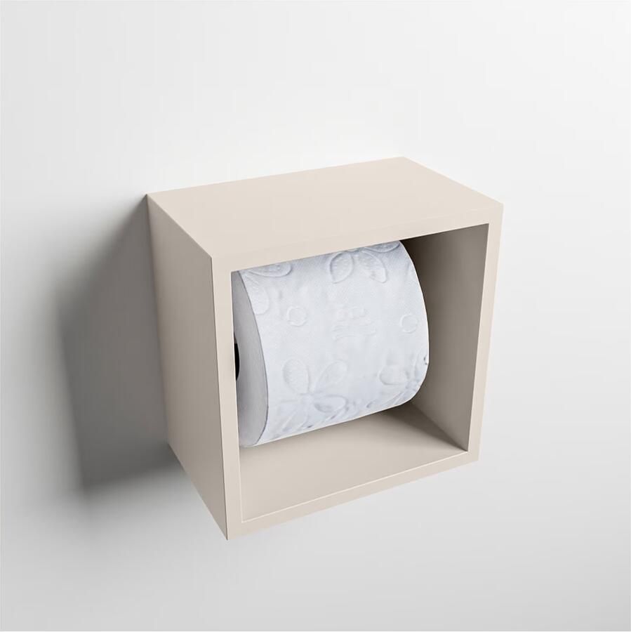 Mondiaz EASY Toiletrolhouder solid surface in- en opbouw 16x16 cm kleur Linen - Foto 3