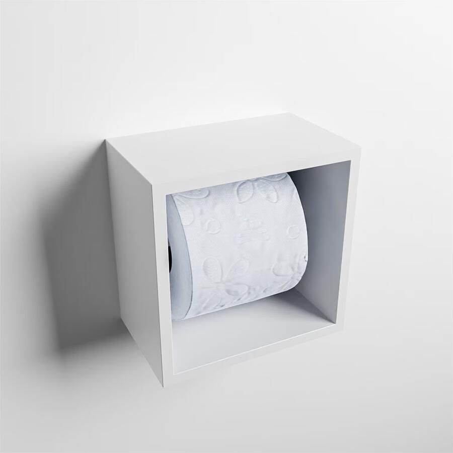 Mondiaz EASY Toiletrolhouder solid surface in- en opbouw 16x16 cm kleur Talc - Foto 3