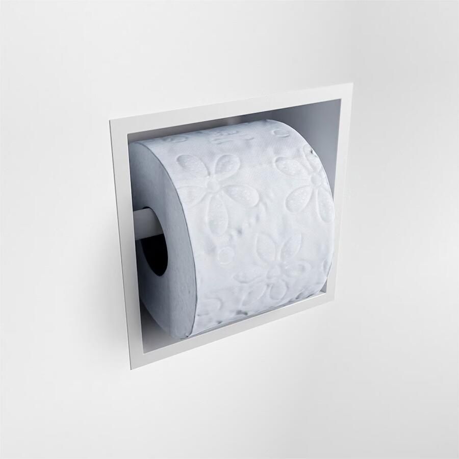 Mondiaz EASY Toiletrolhouder solid surface in- en opbouw 16x16 cm kleur Talc