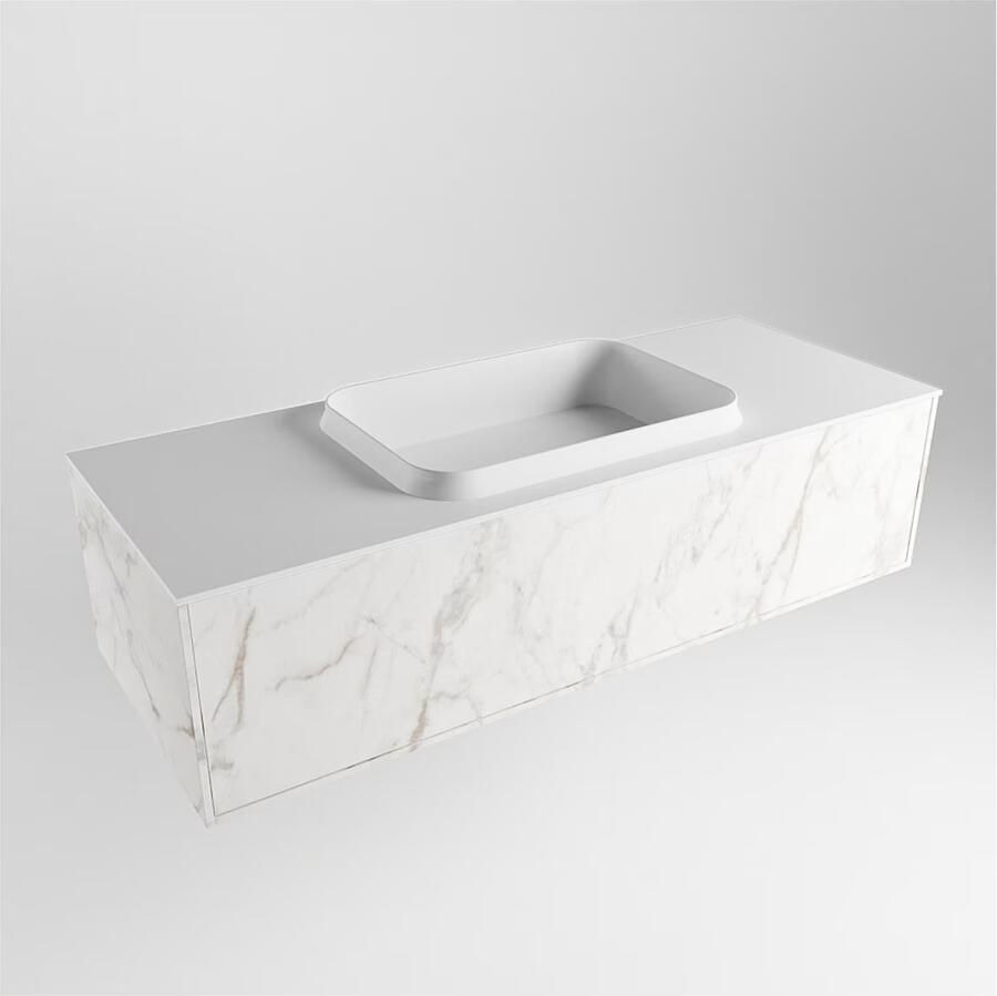 Mondiaz ERIN 120cm badmeubel onderkast kleur carrara met 1 lade wastafel midden 1 kraangat kleur talc - Foto 2