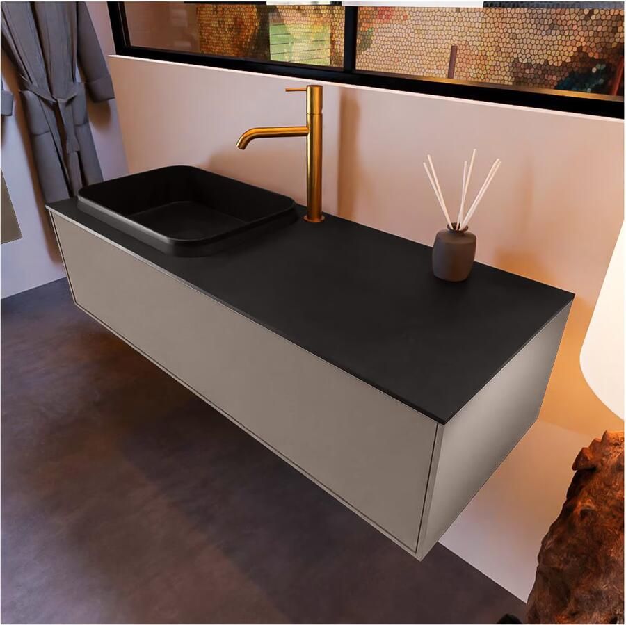 Mondiaz ERIN 120cm badmeubel onderkast kleur Smoke met 1 lade wastafel links 1 kraangat kleur urban - Foto 2